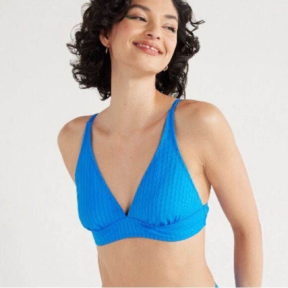 Ribbed Plunge Bikini Top, Size XXL - Picture 6 of 9